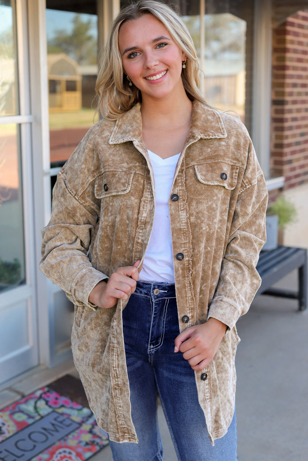 Black Vintage Distressed Mineral Wash Oversized Shacket