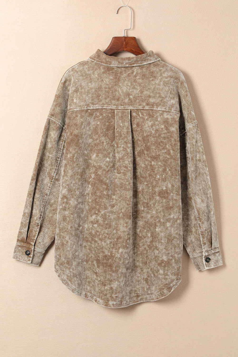 Black Vintage Distressed Mineral Wash Oversized Shacket