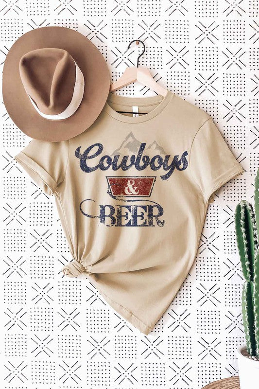 COWBOYS N BEER WESTERN GRAPHIC TEE / T-SHIRT
