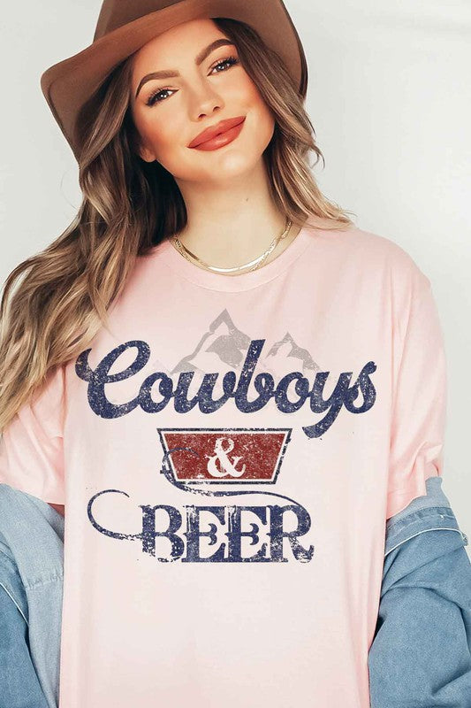 COWBOYS N BEER WESTERN GRAPHIC TEE / T-SHIRT