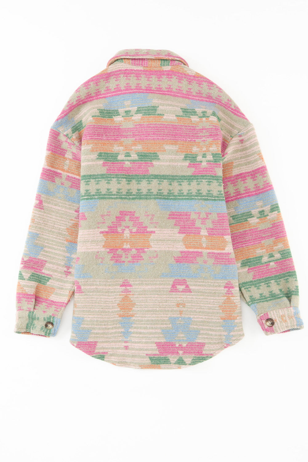 Yellow Western Aztec Print Button Flap Pocket Shacket