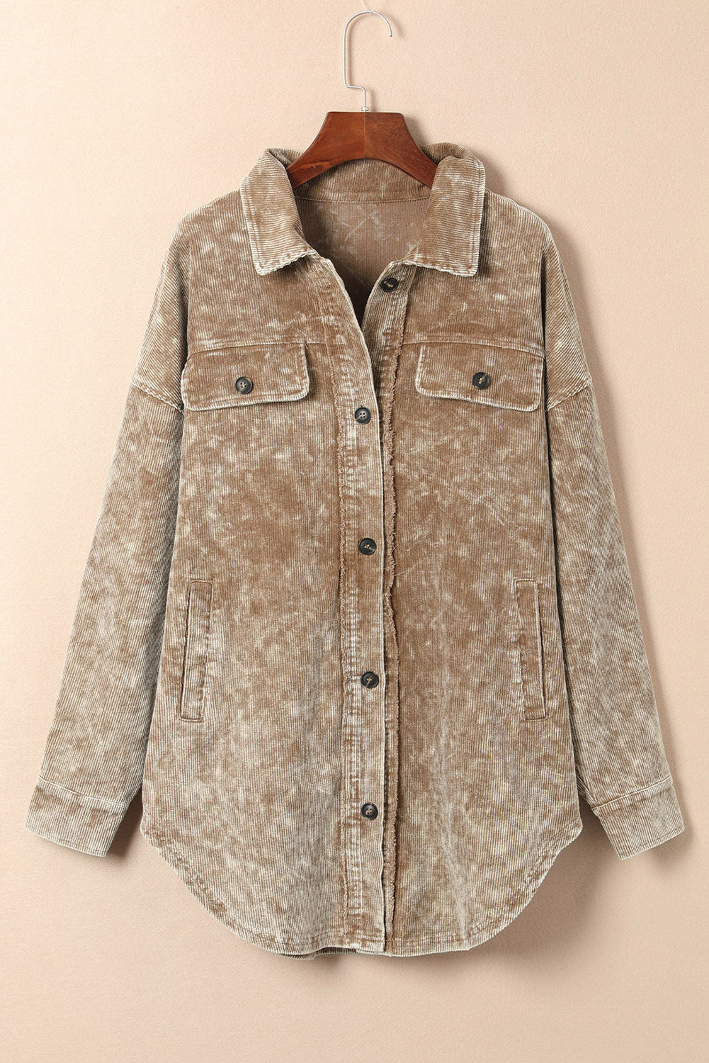 Black Vintage Distressed Mineral Wash Oversized Shacket
