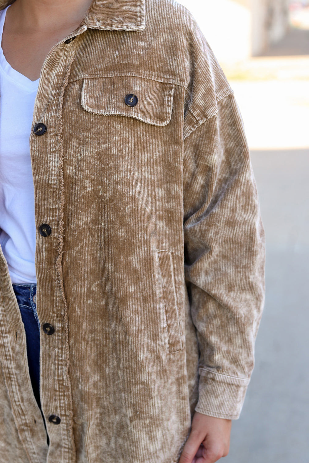 Black Vintage Distressed Mineral Wash Oversized Shacket