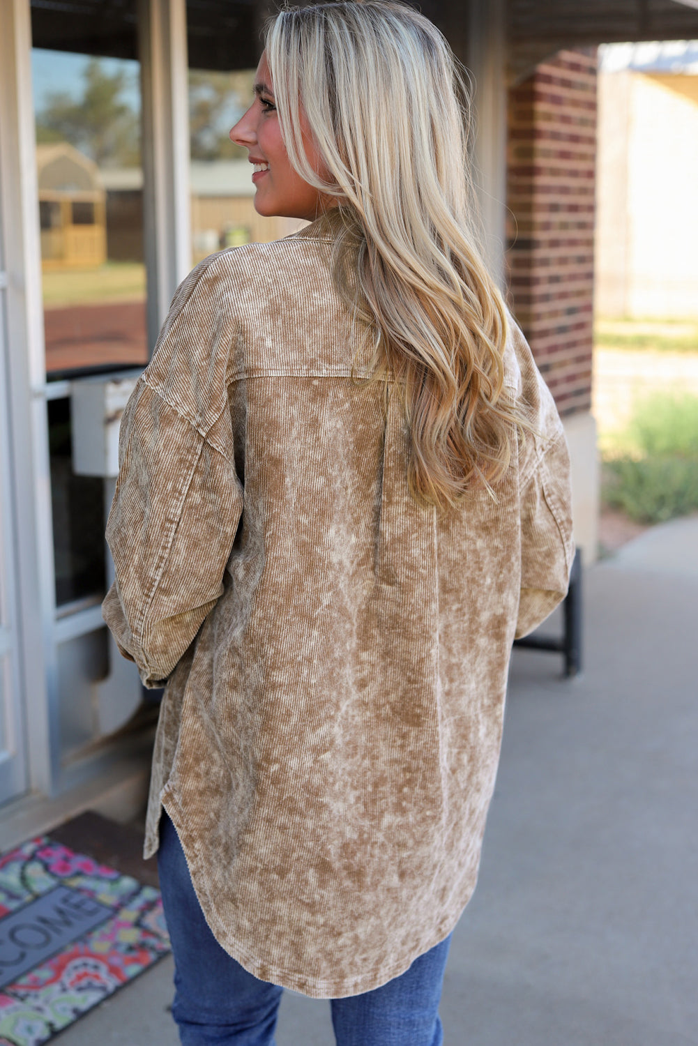 Black Vintage Distressed Mineral Wash Oversized Shacket