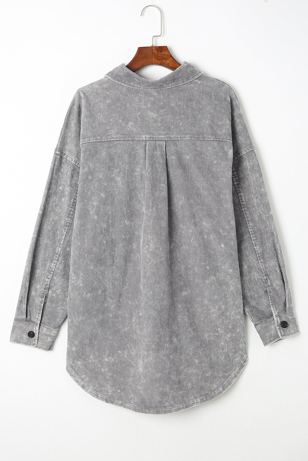 Black Vintage Distressed Mineral Wash Oversized Shacket