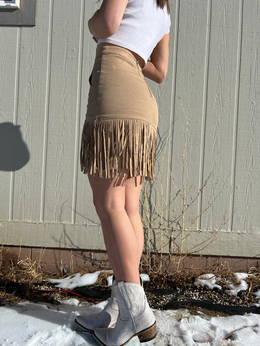 Fringed Mini Skirt