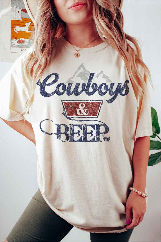 COWBOYS N BEER WESTERN GRAPHIC TEE / T-SHIRT