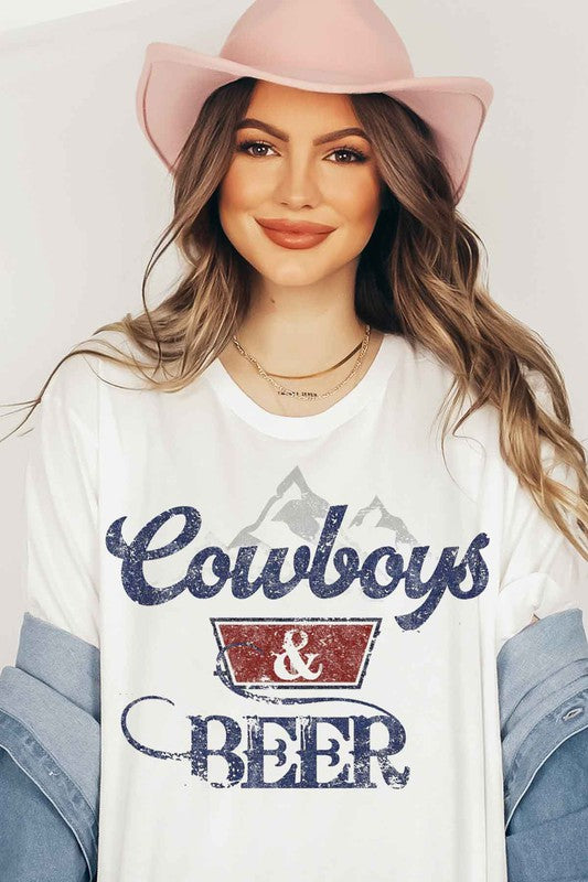 COWBOYS N BEER WESTERN GRAPHIC TEE / T-SHIRT