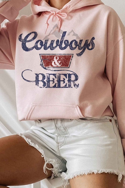 COWBOYS N BEER WESTERN GRAPHIC HOODIE