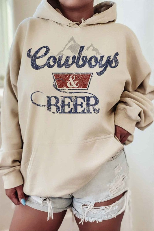 COWBOYS N BEER WESTERN GRAPHIC HOODIE