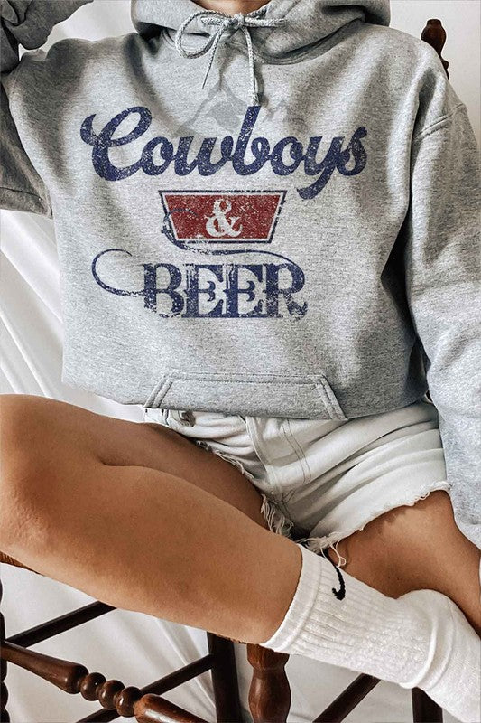 COWBOYS N BEER WESTERN GRAPHIC HOODIE