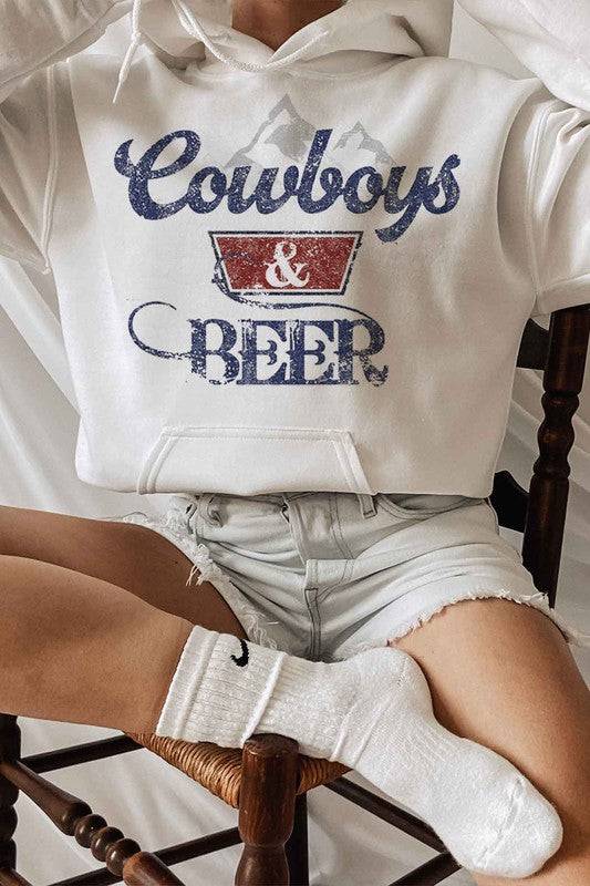 COWBOYS N BEER WESTERN GRAPHIC HOODIE