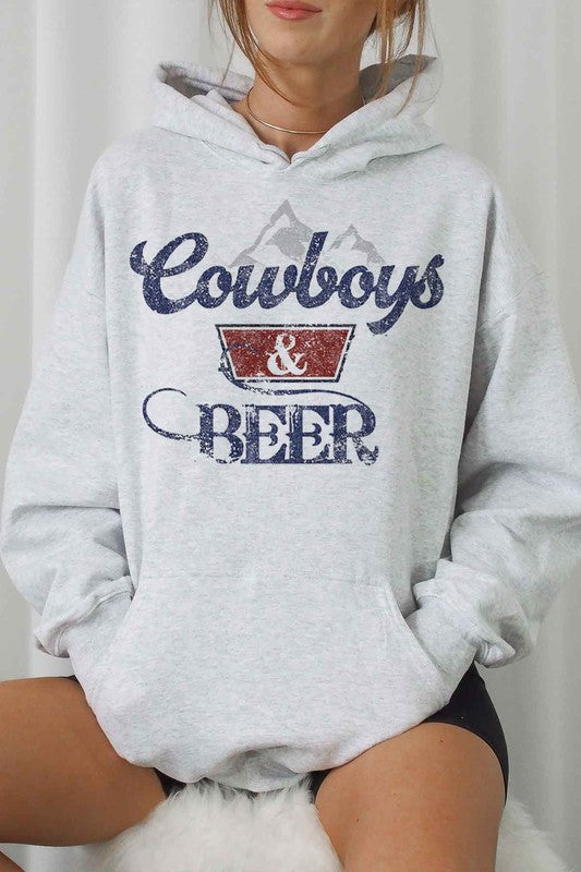 COWBOYS N BEER WESTERN GRAPHIC HOODIE