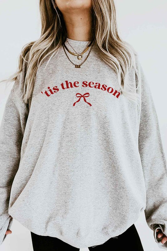 CHRISTMAS RIBBON BOW GRAPHIC SWEATSHIRT