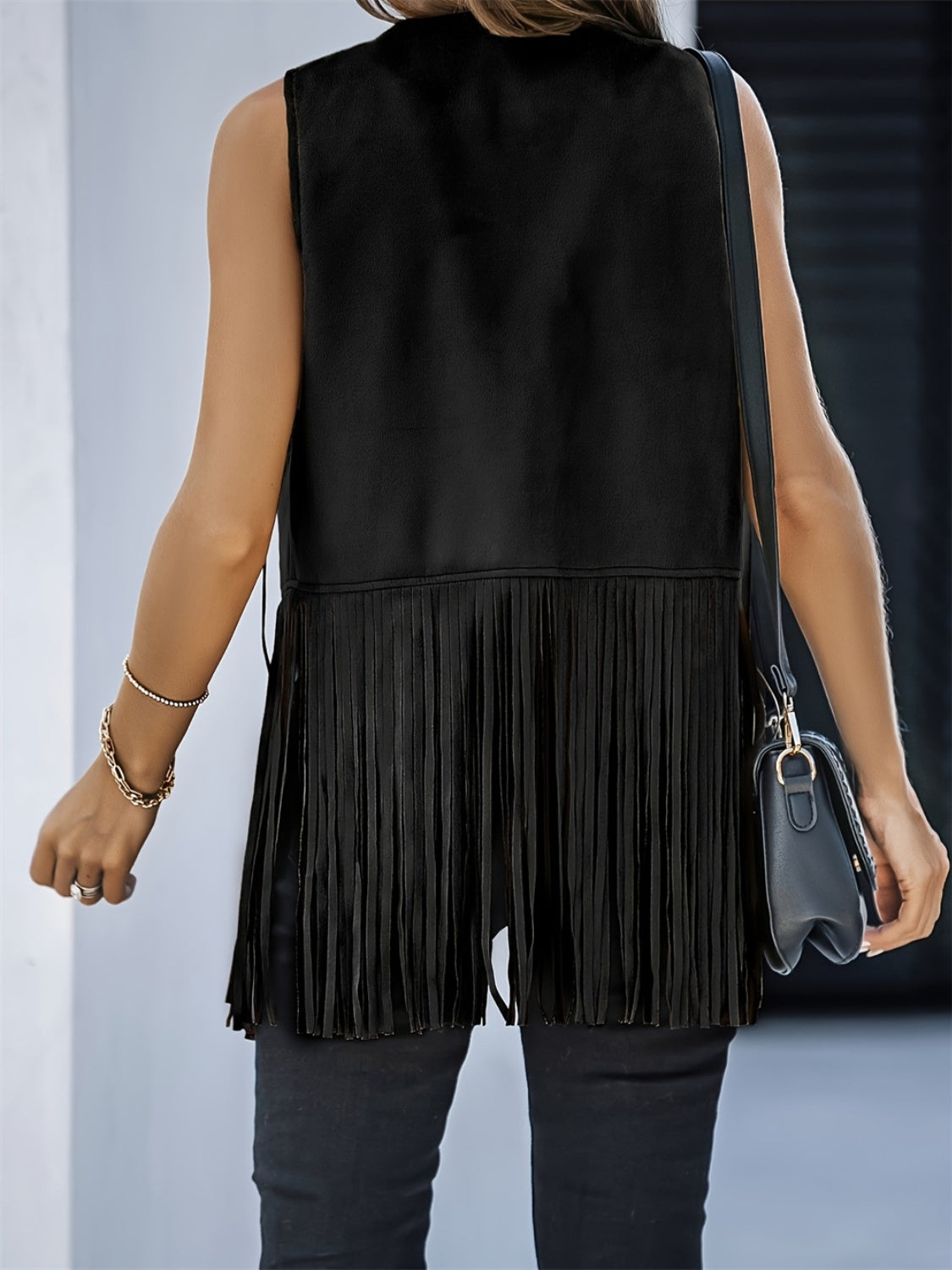 Fringe Open Front Vest Coat