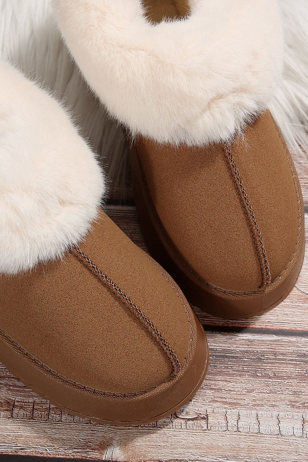 Sage Plush Suede Trim Thick Sole Flat Snow Boots